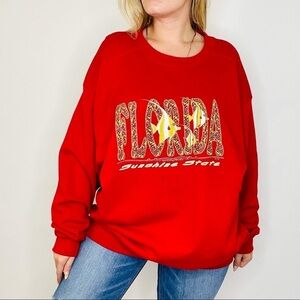 USA Made Y2K Florida Sunshine State Red Sweatshirt